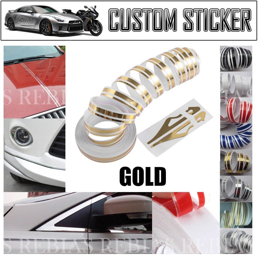 送料無料 ストライプライン デカール 【ゴールド】 カーステッカー シール バイク 車 パーツ 汎用 流用 ライン 線 テープ 内装 外装拍卖
