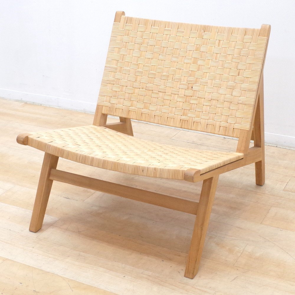 NOWHERE LIKE HOME ラウンジチェア タスカー Lounge Chair TUSKER チーク無垢材 ラタン 屋外 椅子 イス 北欧 EG17405 中古オフィス家具拍卖