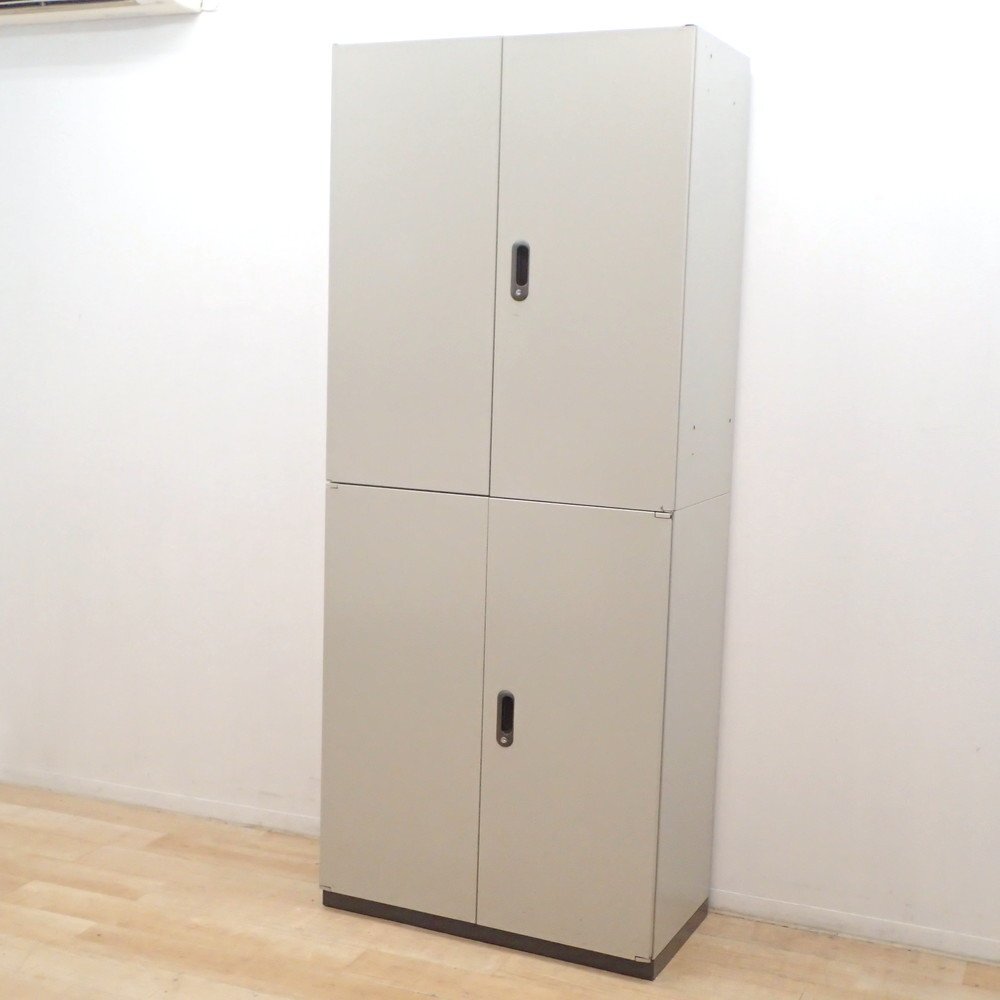 プラス PLUS リンクス LINX LX-5 上下書庫 L5-105A 両開き書庫 鍵無 エルグレー ハイキャビネット 収納庫 物置 EG18801 中古オフィス家具拍卖