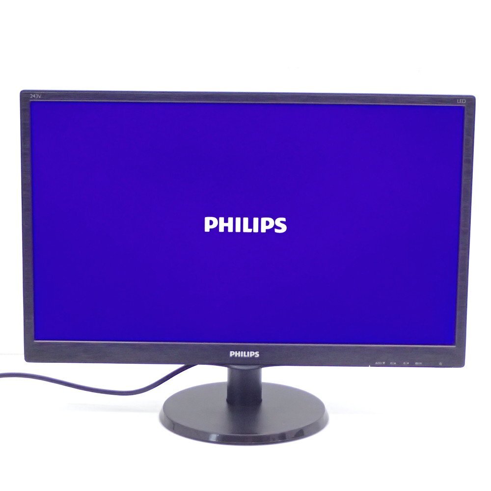 PHILIPS フィリップス 23.6型ワイドモニター 243V5Q 液晶ディスプレイ フルHD スピーカー内蔵 HDMI OA機器 EG18748 中古オフィス家電拍卖