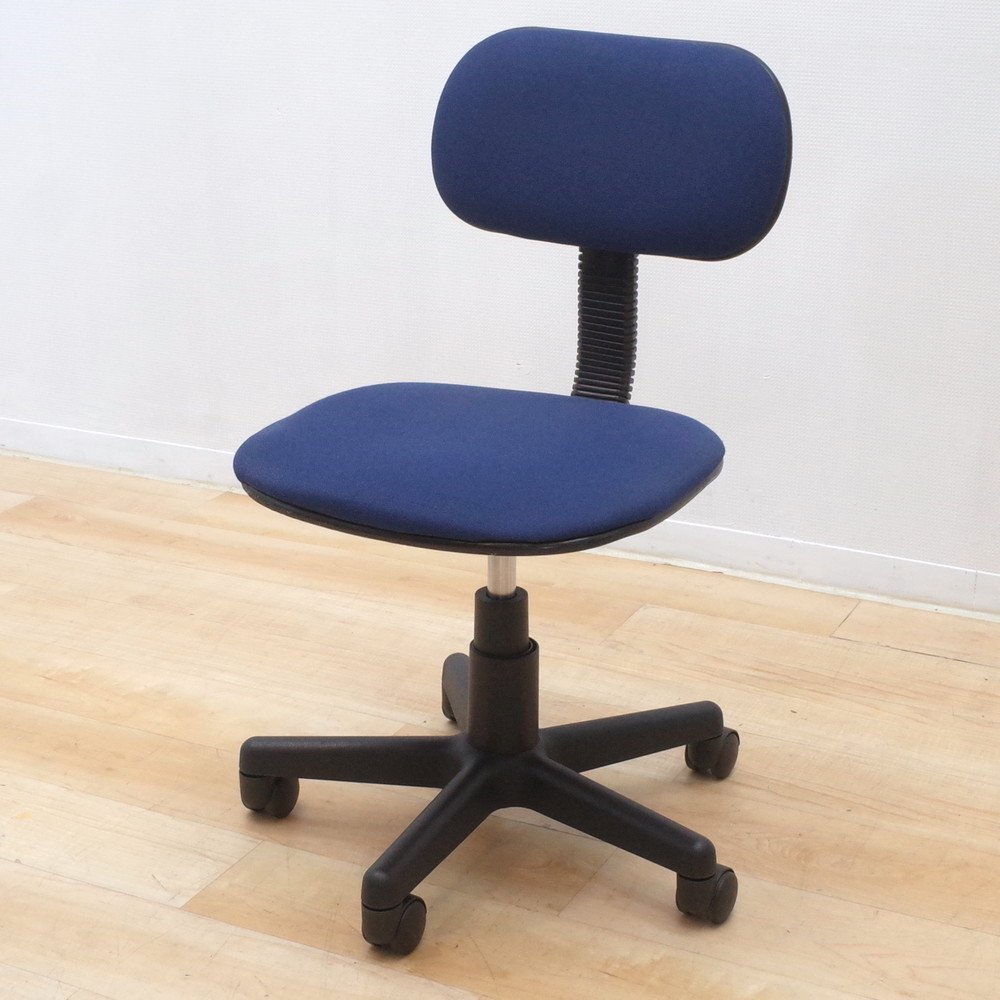サンワサプライ 肘無しオフィスチェア SNC-A1 ブルー ネイビー 事務椅子 布張り 在宅 学習塾 勉強椅子 ワーク KK15025 中古オフィス家具拍卖