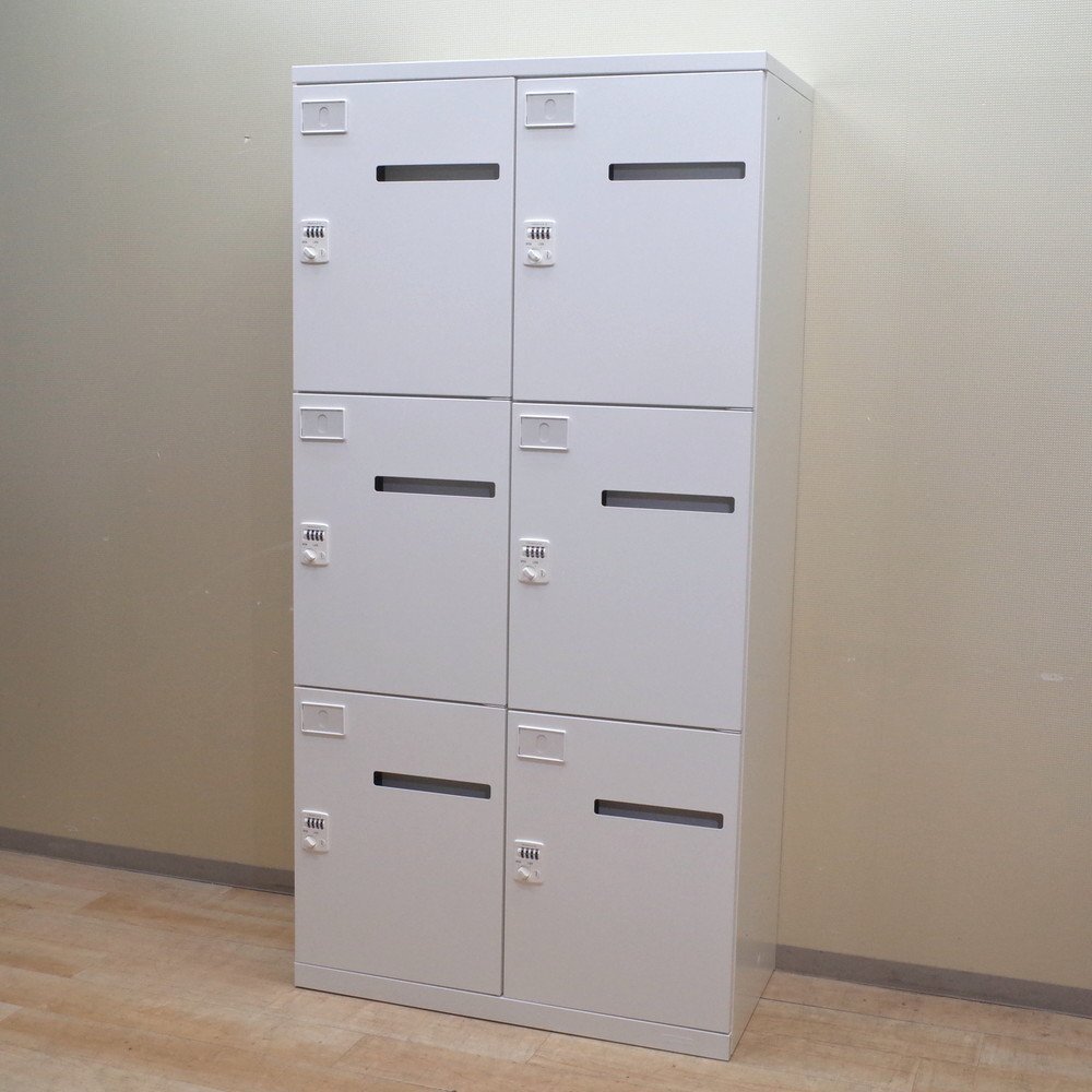 オカムラ okamura レクトライン 6人用ロッカー 4B27ZX-ZA75 ダイヤル式 ホワイト パーソナルロッカー 棚 配線口 KK13007 中古オフィス家具拍卖
