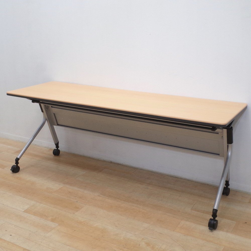 プラス PLUS リネロ2 幅1800 スタックテーブル LD-620-70 木目 フォールディング 会議室 ミーティングテーブル KK15929 中古オフィス家具拍卖