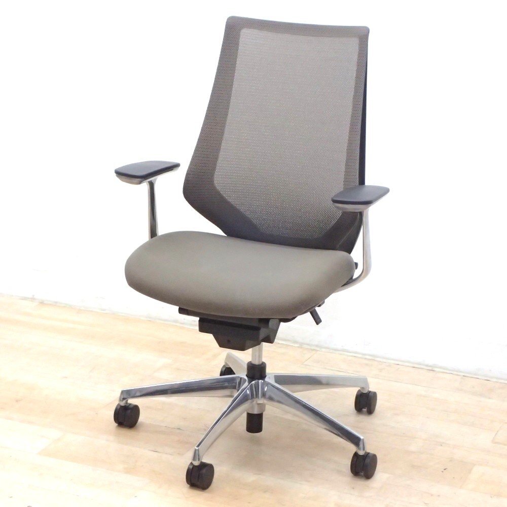 KOKUYO コクヨ デュオラ Duora 肘付オフィスチェア CRS-G3000E6 グレージュ メッシュ 固定アーム ハイバック KK18626 中古オフィス家具拍卖