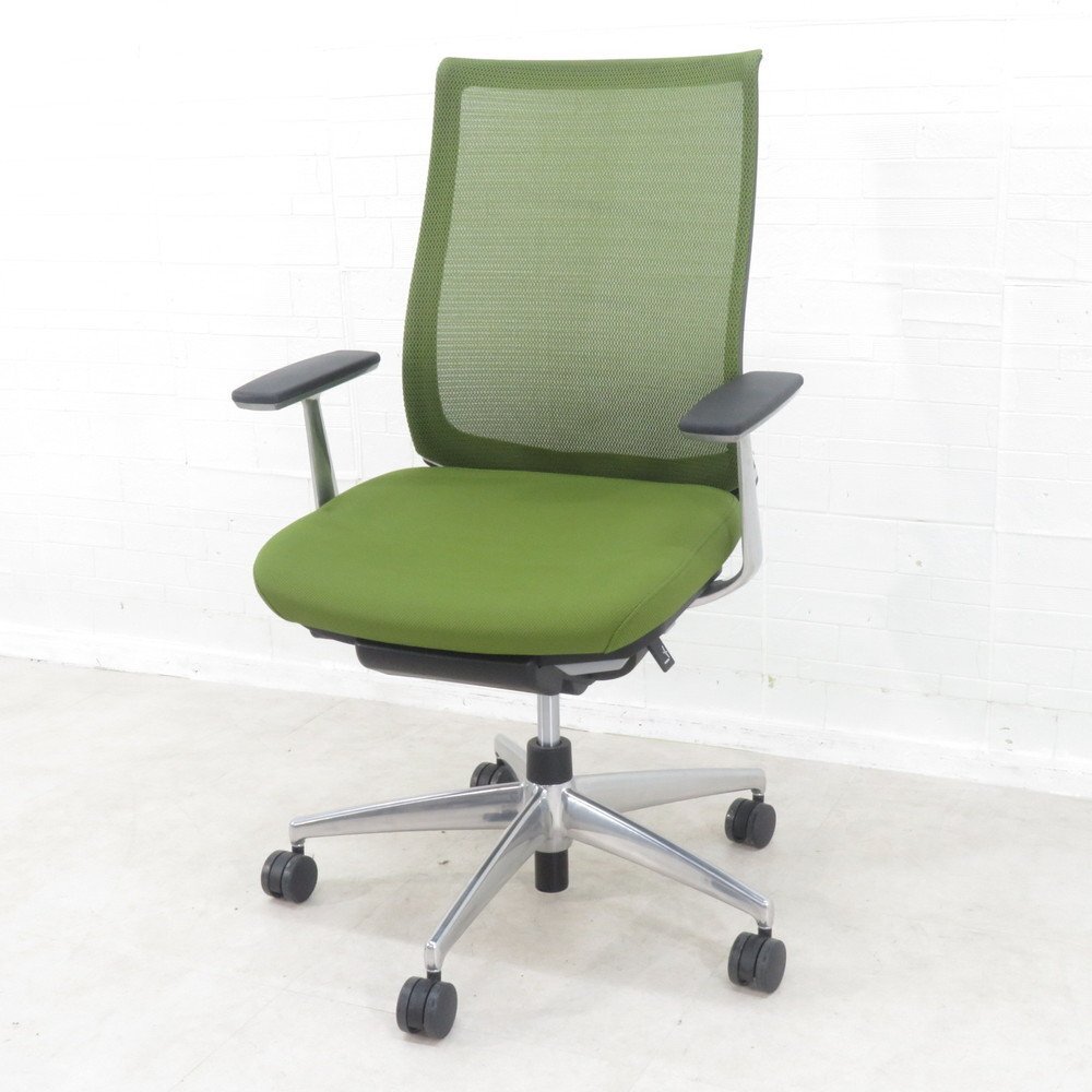 KOKUYO コクヨ ベゼル 肘付オフィスチェア CRS-G2800E6 グリーン 事務椅子 肘付き メッシュ 上下昇降 多機能 YH18690 中古オフィス家具拍卖