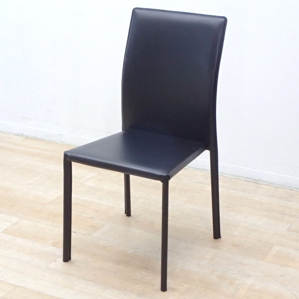 あずま工芸 Bright Stacking Chair ブライト スタッキングチェア ミーティングチェア ブラック PVCレザー EG18760 中古オフィス家具拍卖