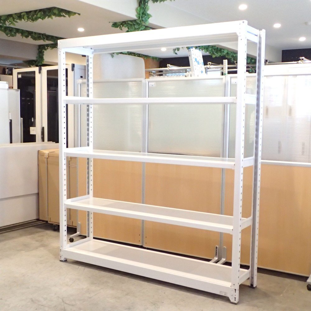 直接引取限定配送不可 KOKUYO コクヨ 中量ラック ホワイト 5段 W1850 D450 H2130 中軽量スチールラック 収納棚 KK19110 中古オフィス家具拍卖