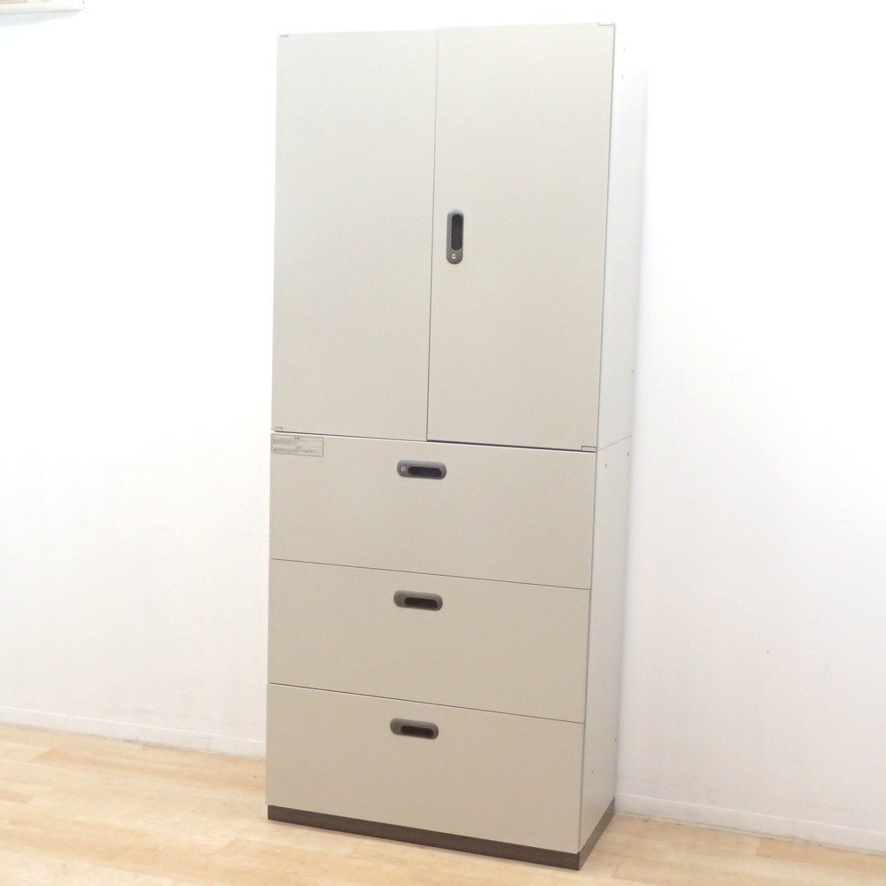 プラス リンクス LINX LX-5 上下書庫 L5-105A/L5-105H-3 鍵無 エルグレー ハイキャビネット 収納庫 物置 EG18799 中古オフィス家具拍卖