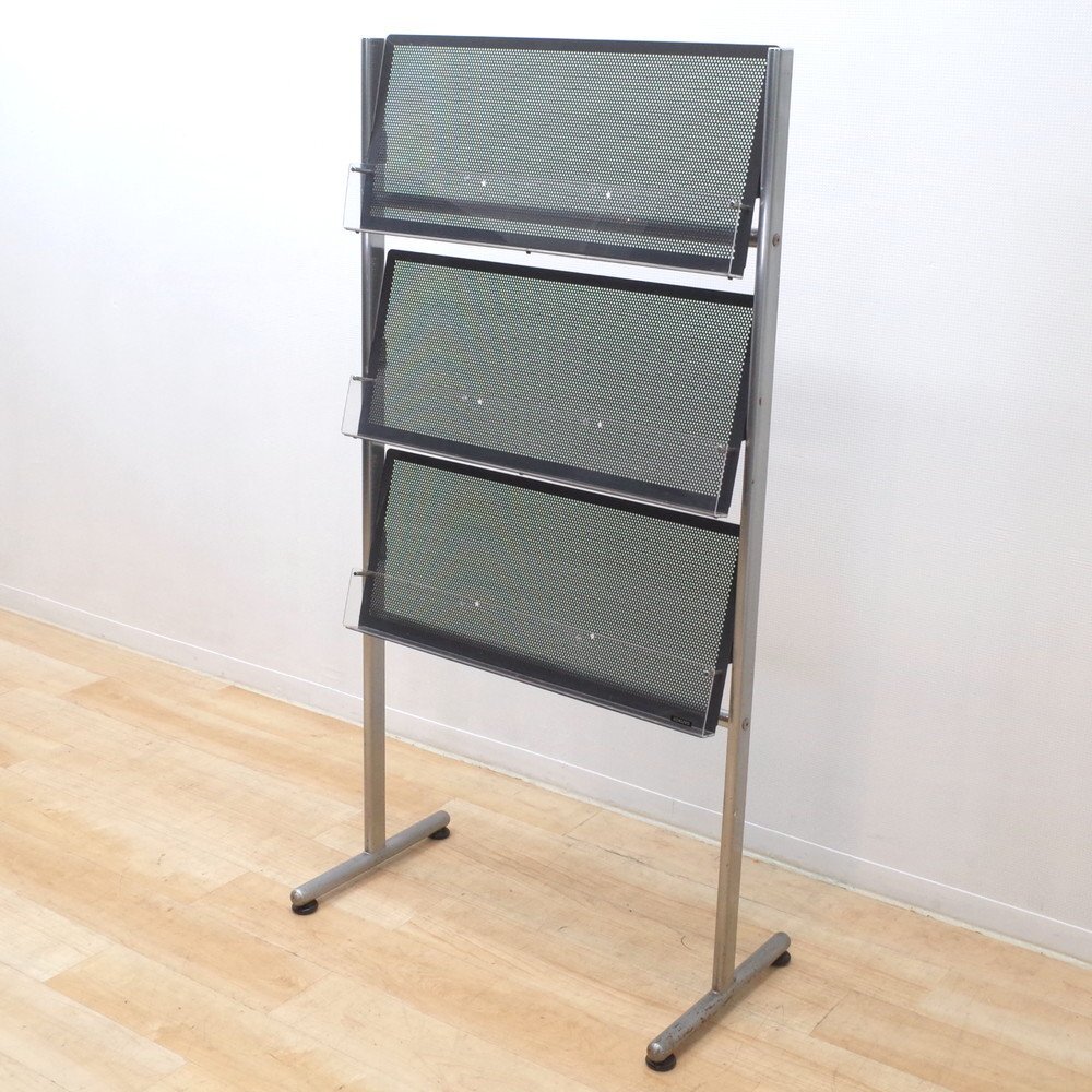 パンフレットラック マガジンラック 3段 A4対応 W730 スチール 映画館 イベント ファッションモール 軽量 KK14327 中古オフィス家具拍卖