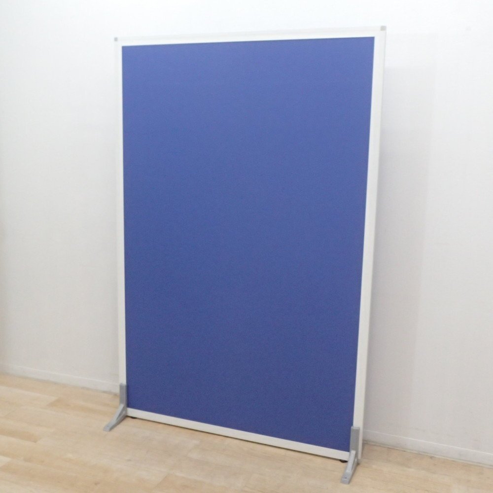 良品 自立式ローパーテーション ブルー W1205 D350 H1813 衝立 間仕切り クロスパネル パーティション 軽量 EG18615 中古オフィス家具拍卖