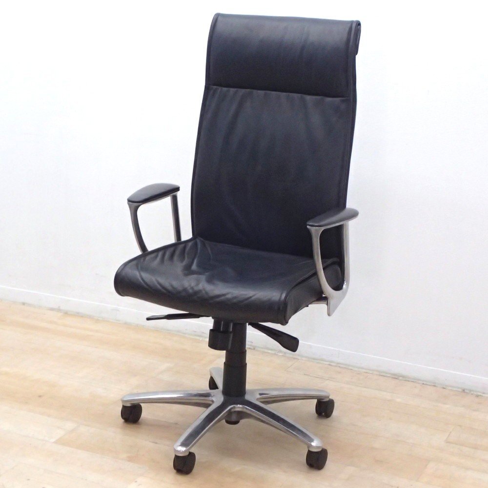 okamura オカムラ CE 役員用チェア CE66RX エグゼクティブチェア ハイオフィスチェア バック レザー 革 役員用 EG18456 中古オフィス家具拍卖