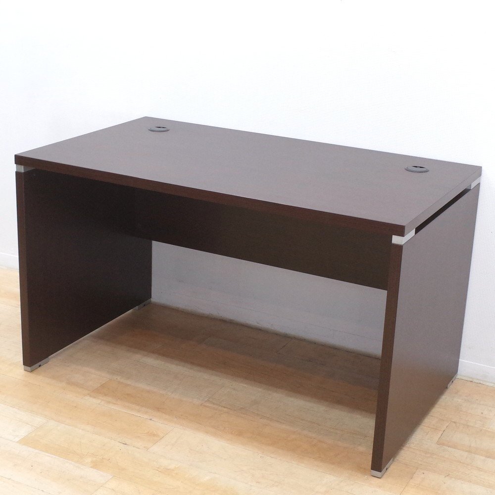 ★良品★ 平デスク 役員デスク パネル脚 木目 ダークブラウン W1200 D700 H700 事務机 オフィスデスク PC 平机 EG16977 中古オフィス家具拍卖