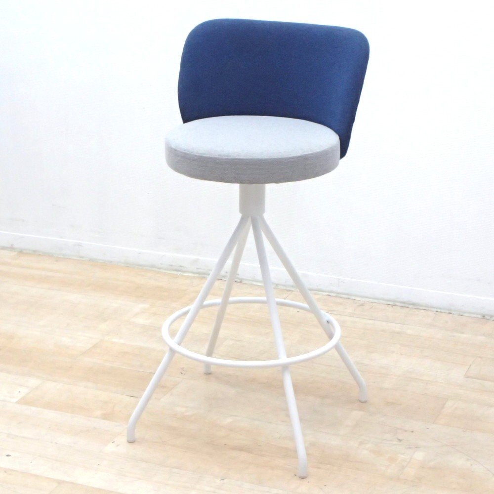 コクヨ KOKUYO コーデ COODE 2021年製 ハイスツール CKF-3040SAAN ブルー 丸椅子 ハイカウンターチェア KK18491 中古オフィス家具拍卖