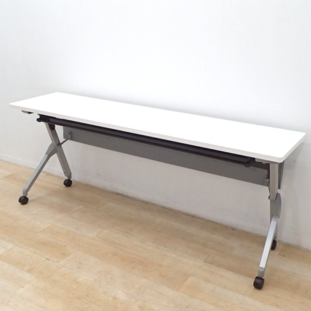 オカムラ okamura FLAPTOR フラプター スタックテーブル 81F1AA MG99 ホワイト W1800 D450 H720 会議室 机 EG19096 中古オフィス家具拍卖