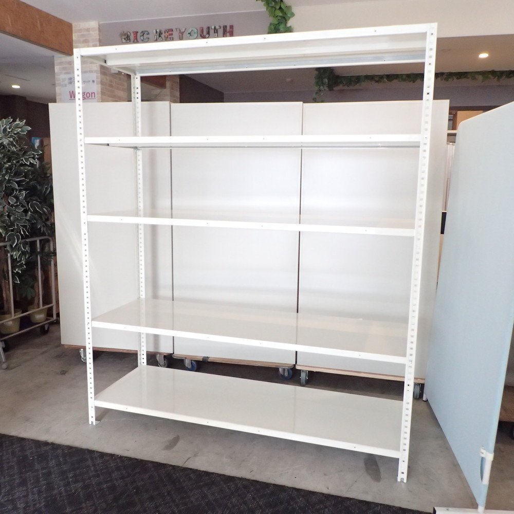 ※直接店舗引取配送不可※ オカムラ 軽量スチールラック ボルトレス W1800 D600 H2100 オフホワイト 収納棚 KK18718 中古オフィス家具拍卖