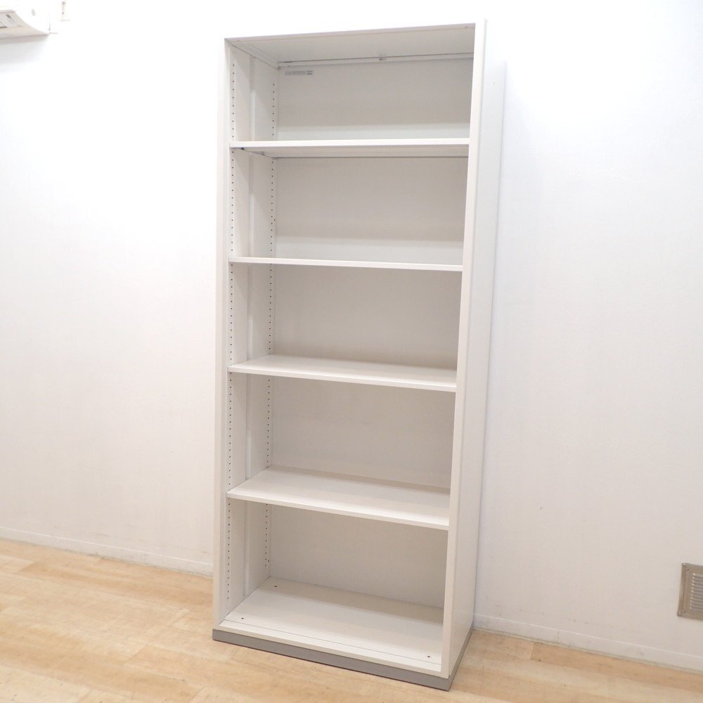 イナバ Inaba ハイキャビネット ホワイト オープン書庫 スチール W900 D450 H2160 ホワイト 5段 収納家具 KK19053 中古オフィス家具拍卖