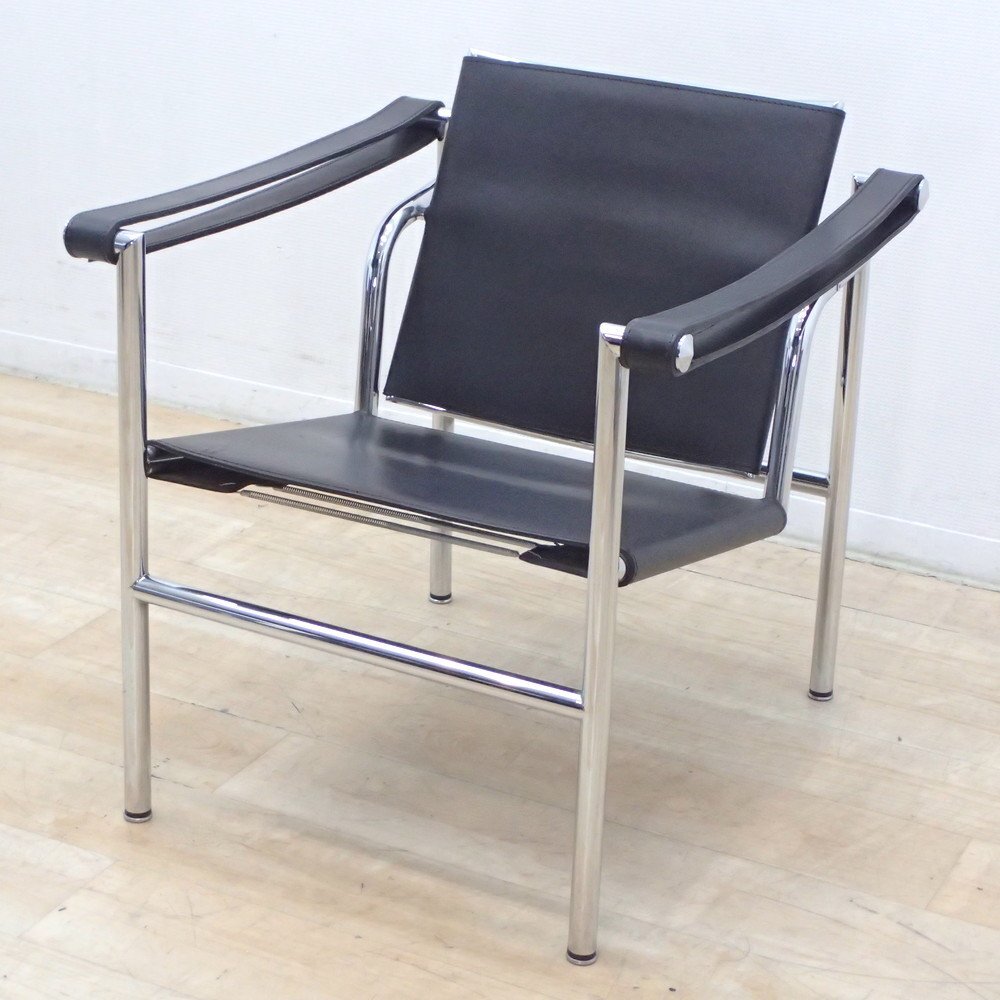 LC1 Arm Chair スリングチェア リプロダクト ラウンジチェア ミッドセンチュリー レザー調 デザイナーズチェア AG18804 中古オフィス拍卖