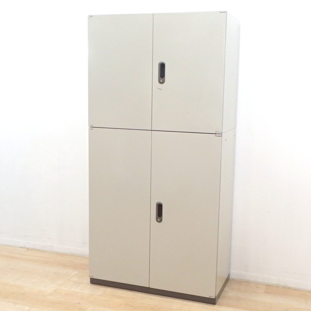 プラス リンクス LINX LX-5 上下書庫 L5-70A/L5-105A 両開き書庫 鍵無 エルグレー ハイキャビネット 収納庫 物置 EG18800 中古オフィス家具拍卖