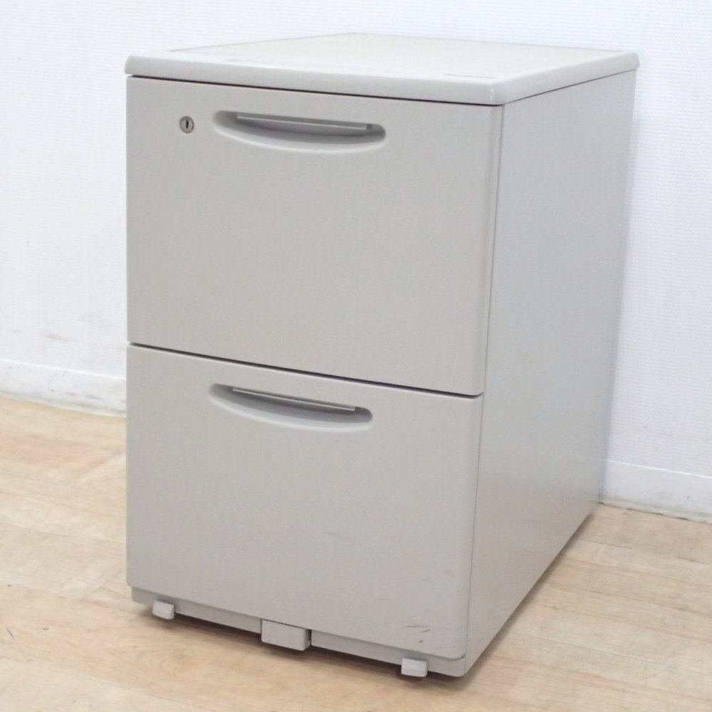 オカムラ okamura SDシリーズ 2段ワゴン DS32XJ Z421 A4 グレー 収納ワゴン デスクワゴン 引き出し EG18186 中古オフィス家具拍卖