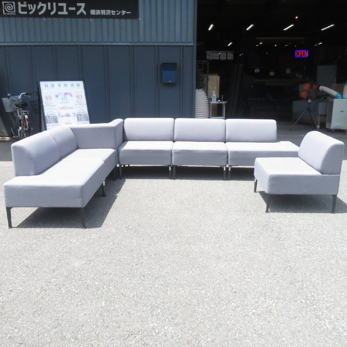 オカムラ okamura ソファー×7個セット ライトグレー 応接室 シンプル ラウンジ 役員用 椅子 イス 商談 AG17801 中古オフィス家具拍卖