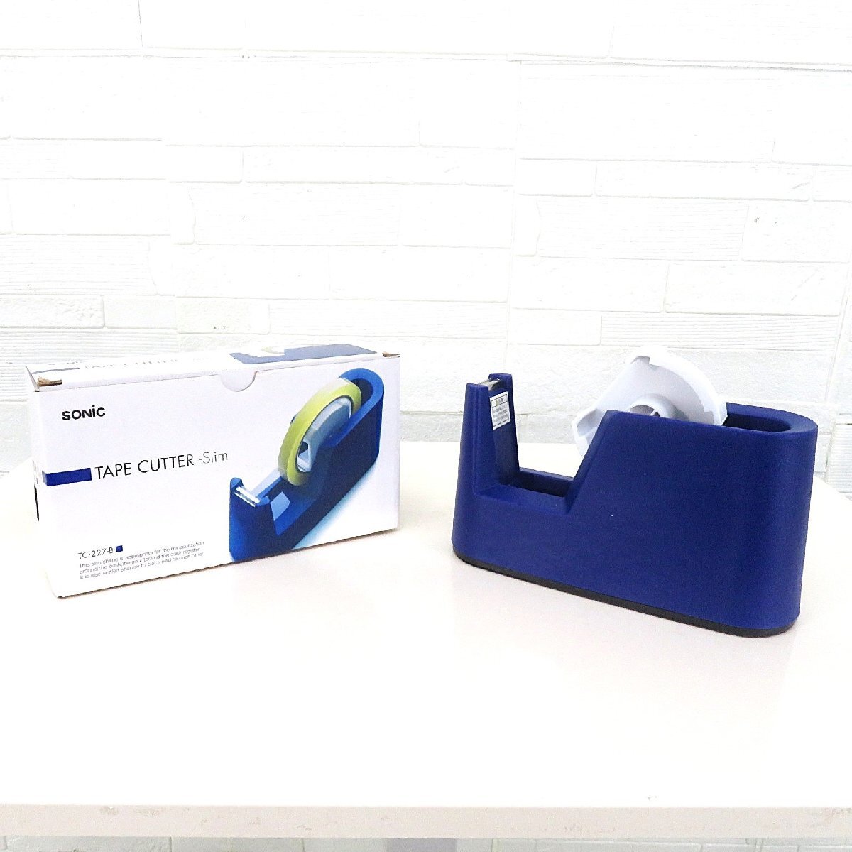 SONIC ソニック テープカッター TC-227-B ブルー スリム オシャレ 小巻き 大巻き 文房具 オフィスアクセサリー YH17829 中古オフィス家具拍卖