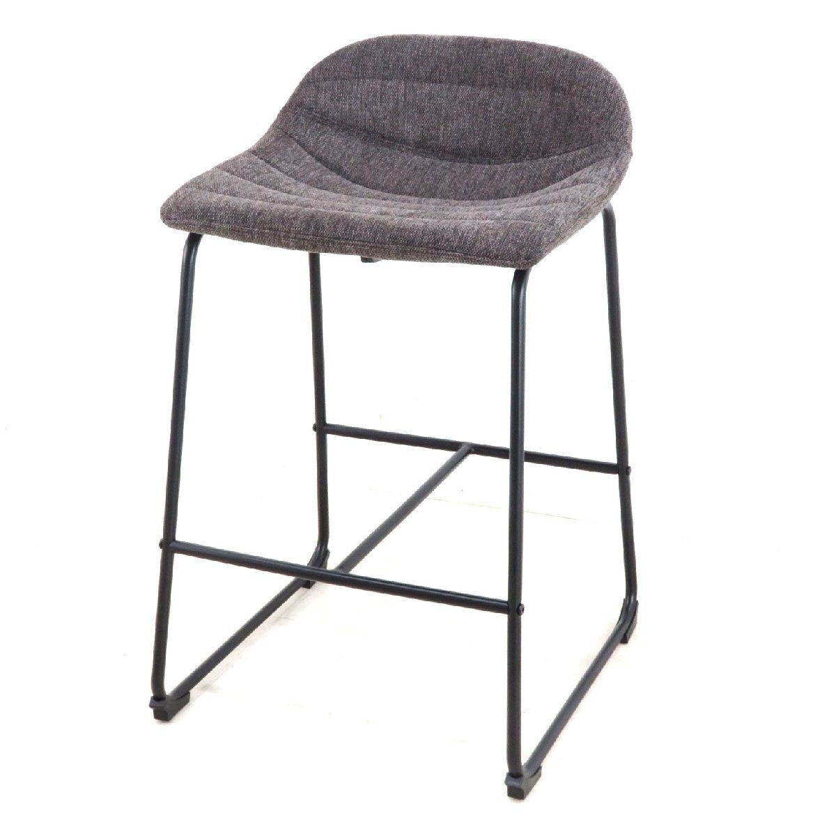 カウンターチェア ブラウン/ブラック バーチェア 座面ゆっくり ファブリック 異素材 椅子 フットレスト キッチン EG16409 中古オフィス家具拍卖