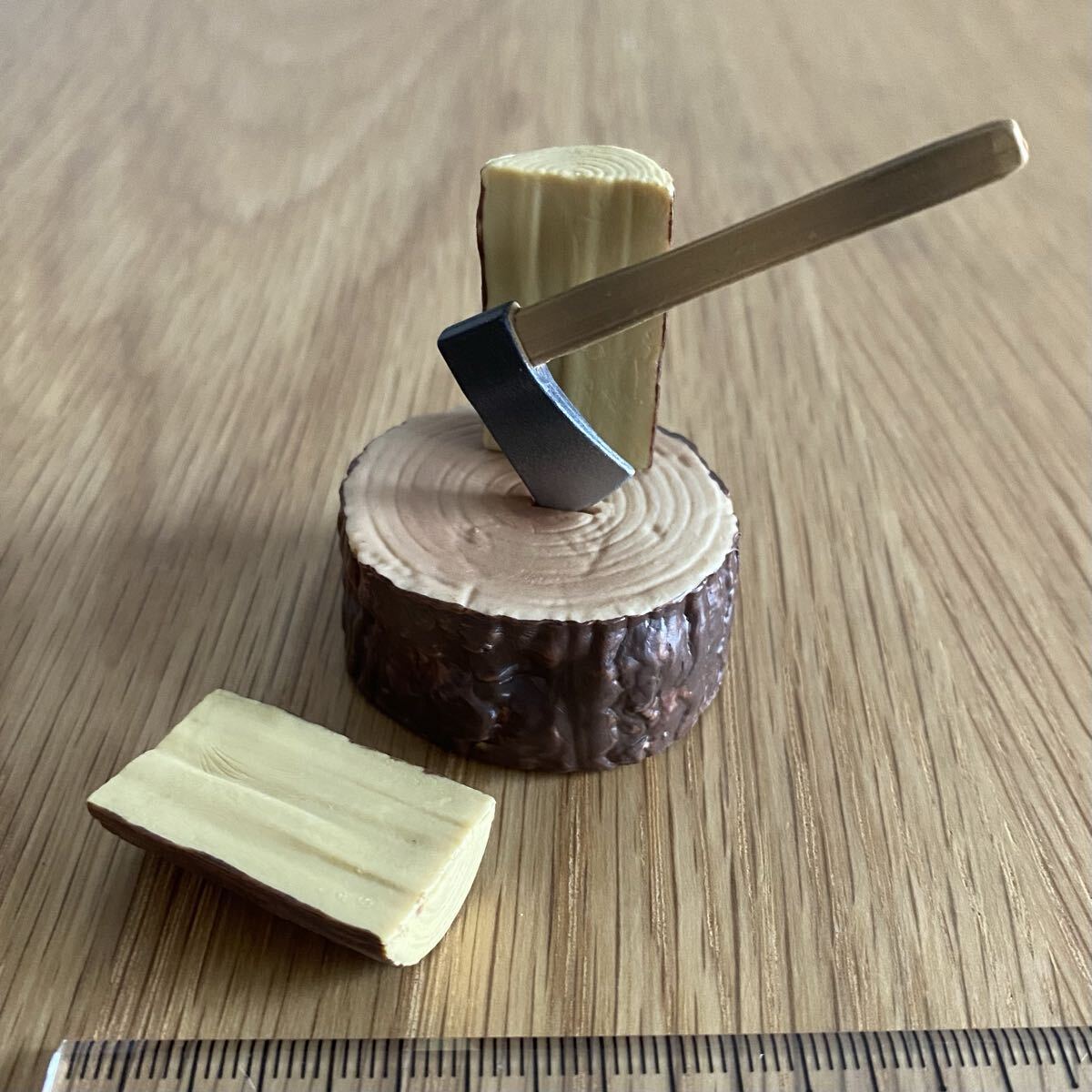 リーメント(単品)*薪and斧*ぷちサンプル バラ売り ミニチュア Re-Ment 薪割り きこり 大正くらしの道具たち 森拍卖