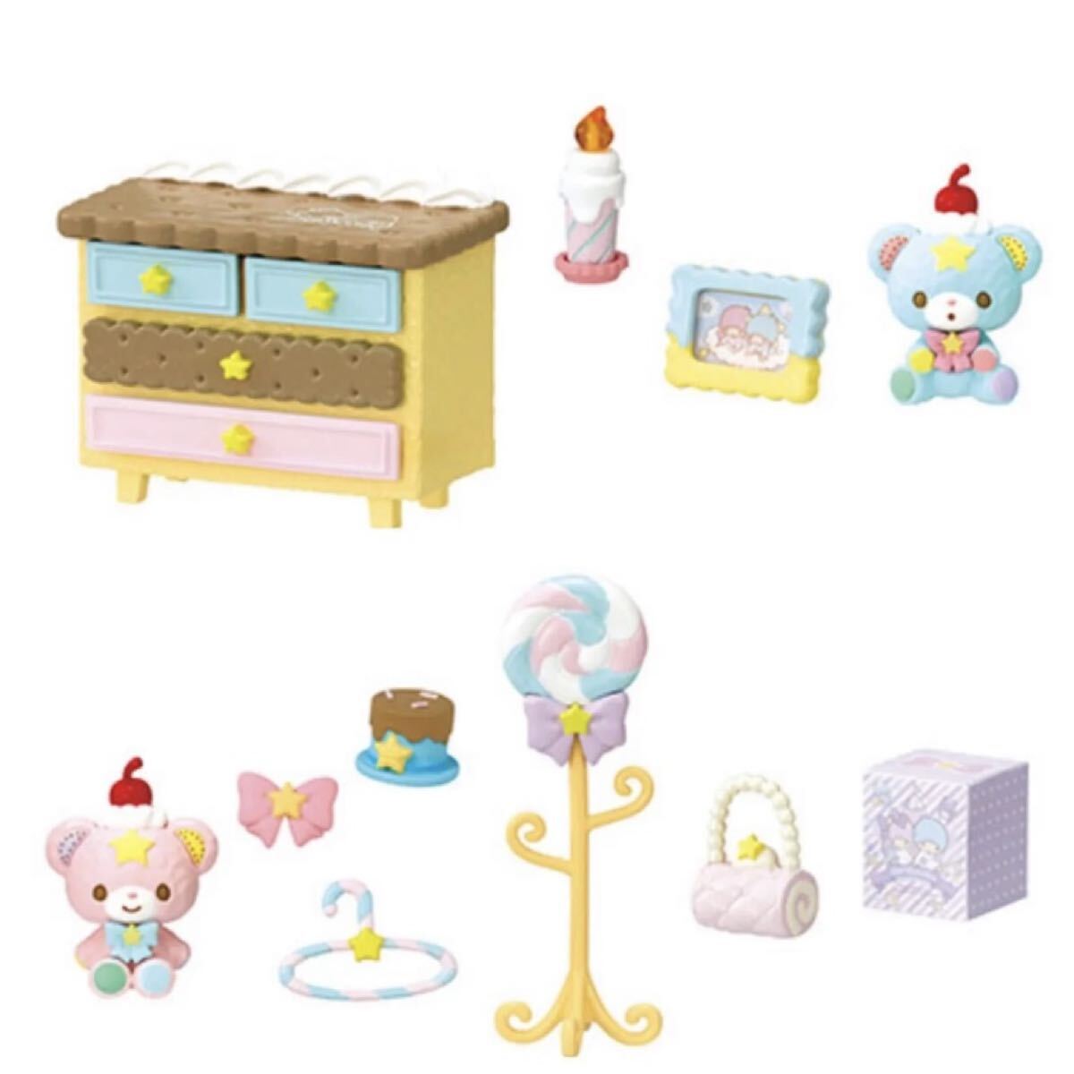 リーメント*パステルスイーツルーム⑥⑦セット*ぷちサンプル ミニチュア Re-Ment キキララ パフ&ポフ くま サンリオ Little Twin Stars 拍卖