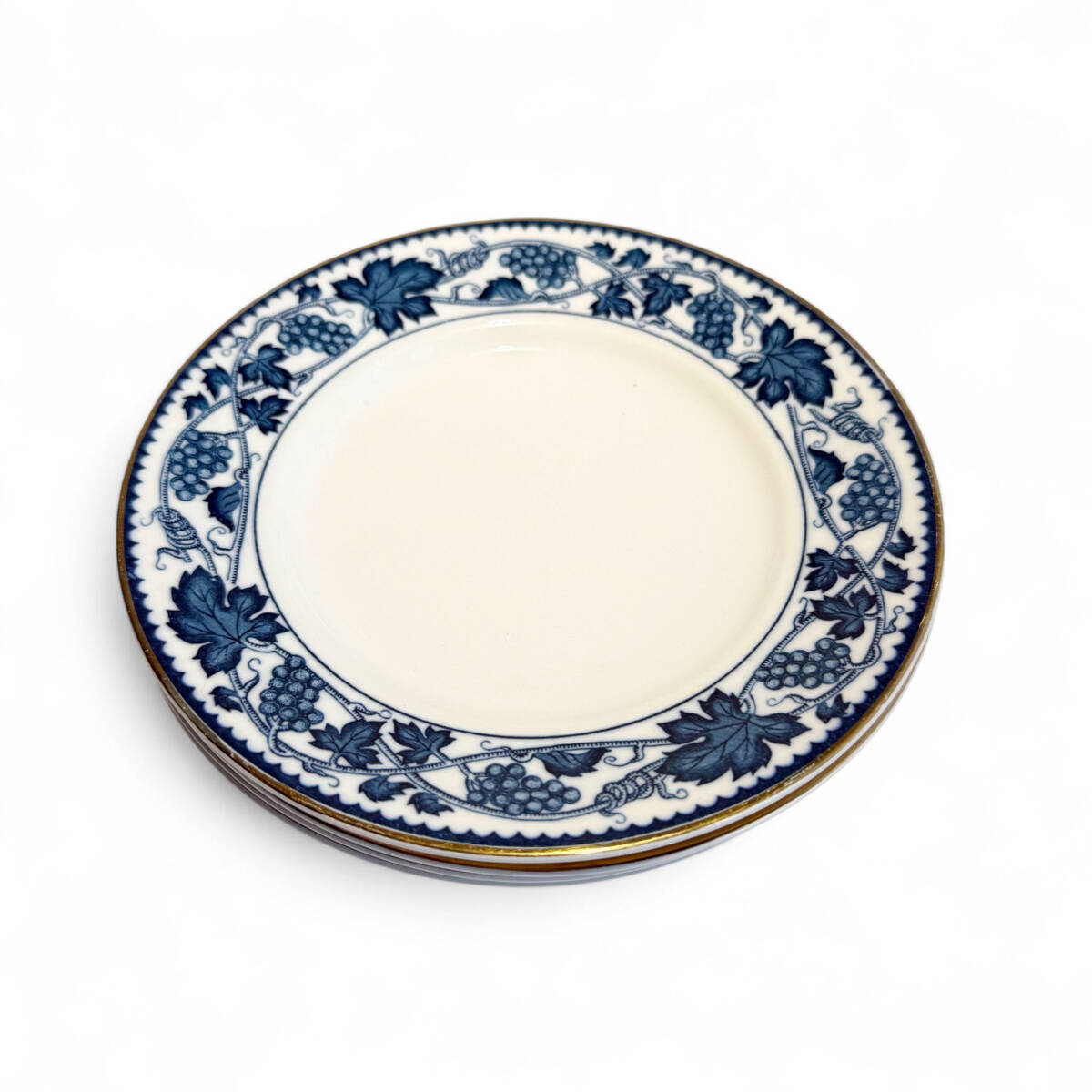 M7-1470 NIKKO ニッコー ダブルフェニックス プレート 4枚 葡萄柄 貫入あり拍卖