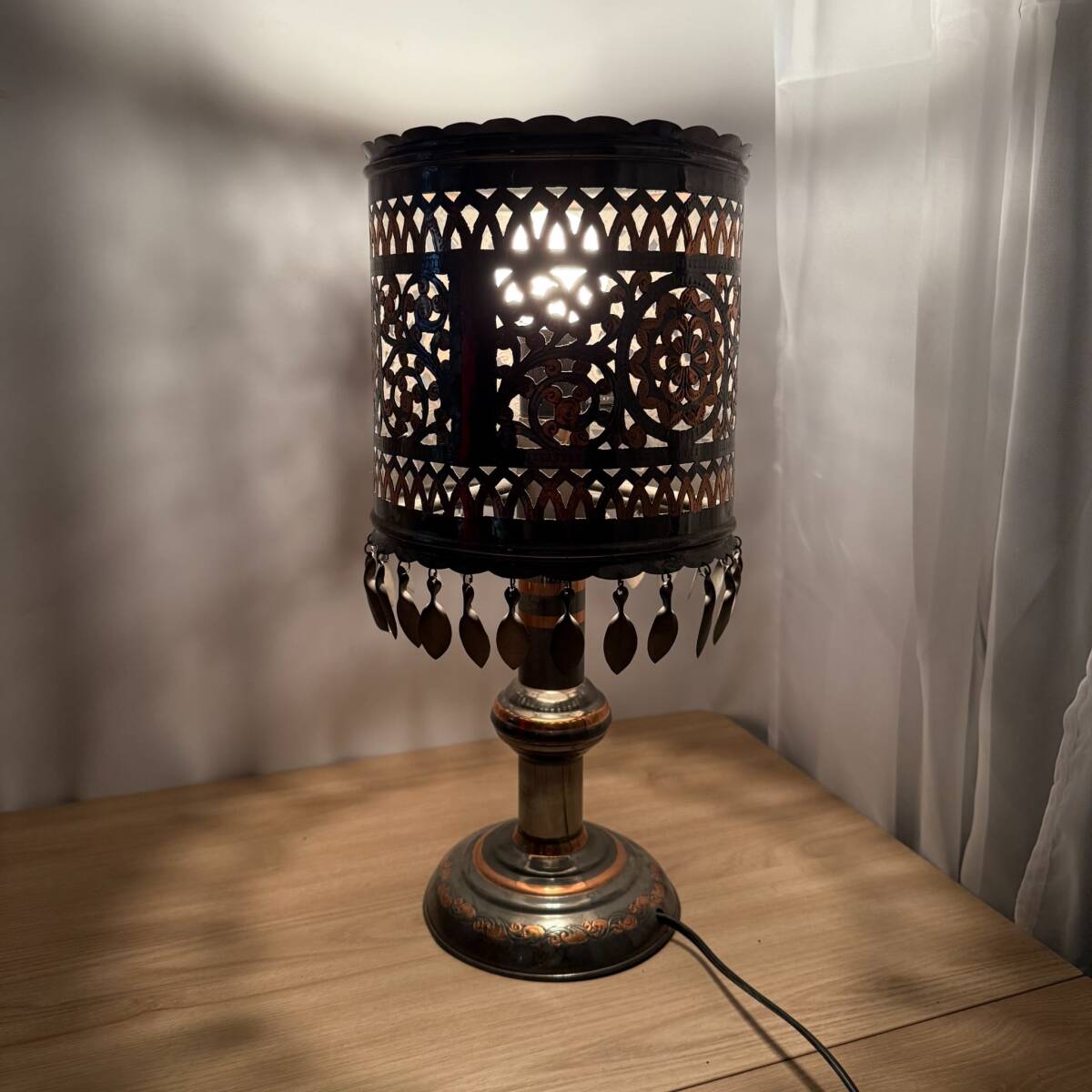 M7-1481 銅シェード 透かし スタンド 照明 インテリア拍卖