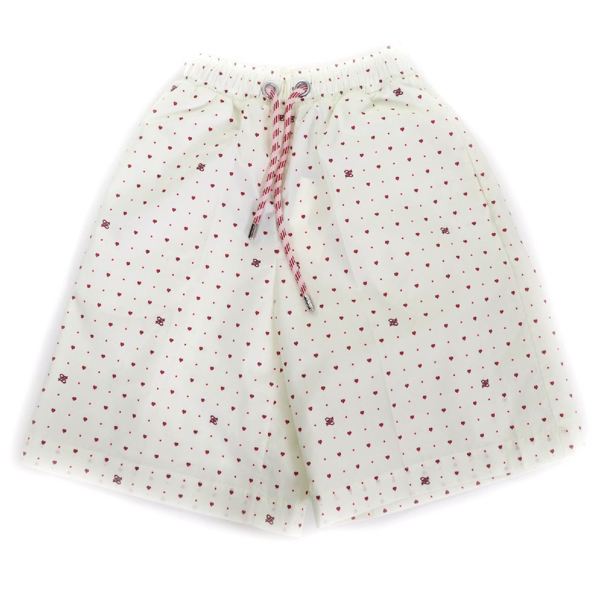 未使用品★FENDI フェンディ 2021年製 FAB259 ロゴ ハート 総柄 スイムパンツ ショートパンツ アイボリー レッド S イタリア製 正規品拍卖