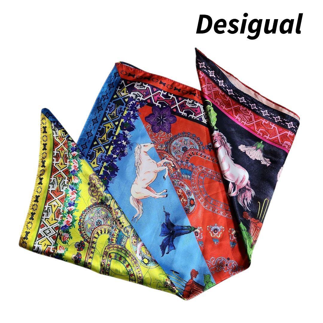 Desigual エスニック総柄スカーフ・馬・花・百合 84710拍卖