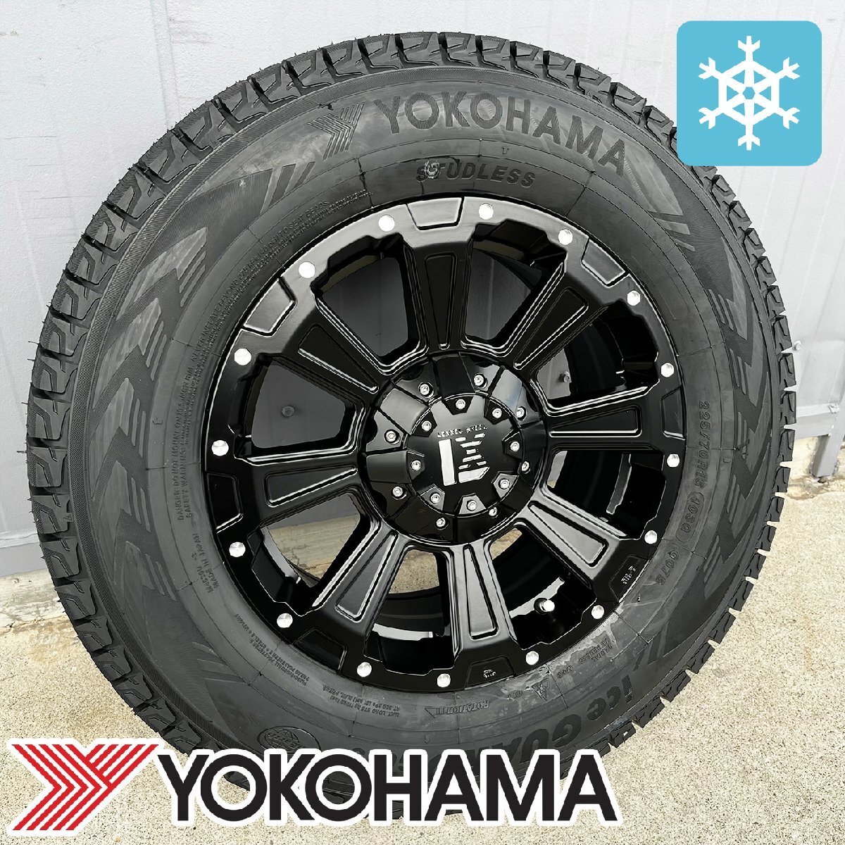 新品 16インチ 国産スタッドレス 車検対応 ハイエース 200系 215/65R16 107/105 タイヤホイール ヨコハマ アイスガード DeathRock拍卖