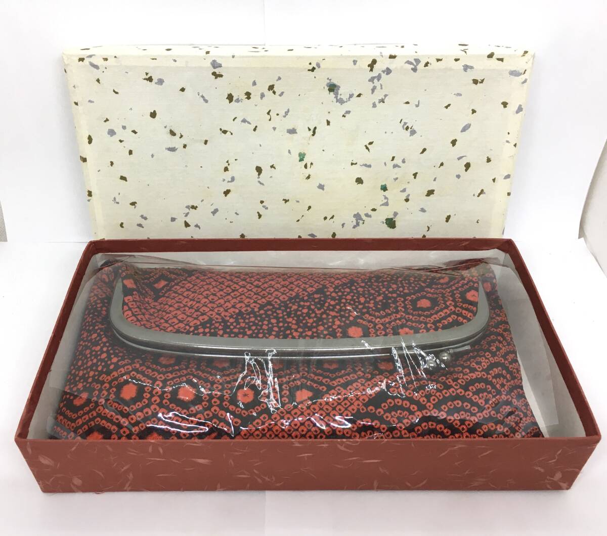 【未使用品】ガマ口 クラッチバッグ ポーチ 和柄 和装小物 赤系拍卖