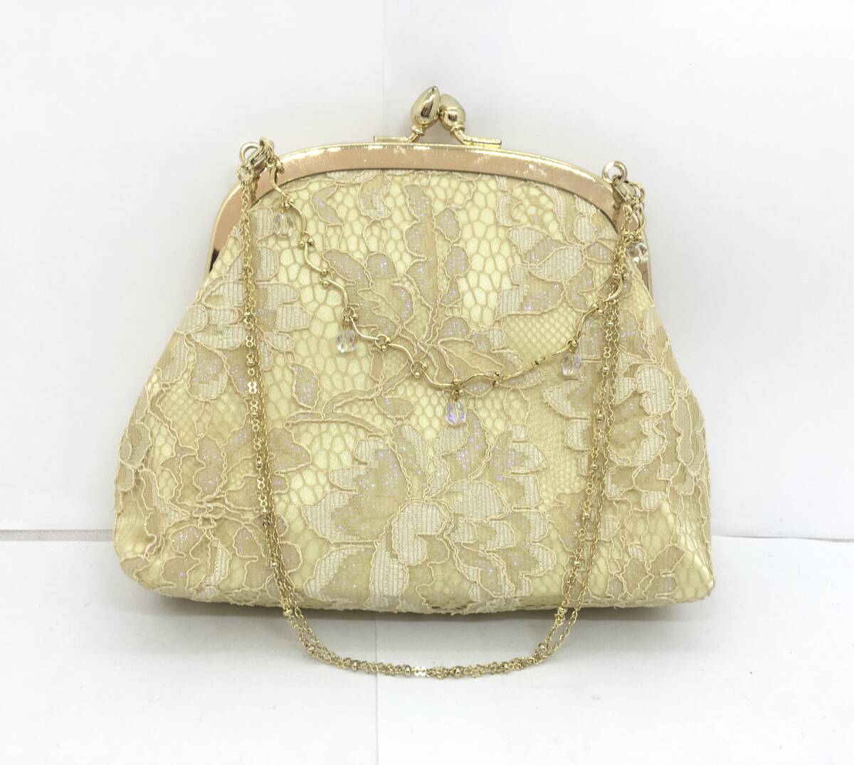 CEST LA VIE セラビ ガマ口 ハンドバッグ パーティーバッグ フォーマルバッグ レース クリームイエロー拍卖