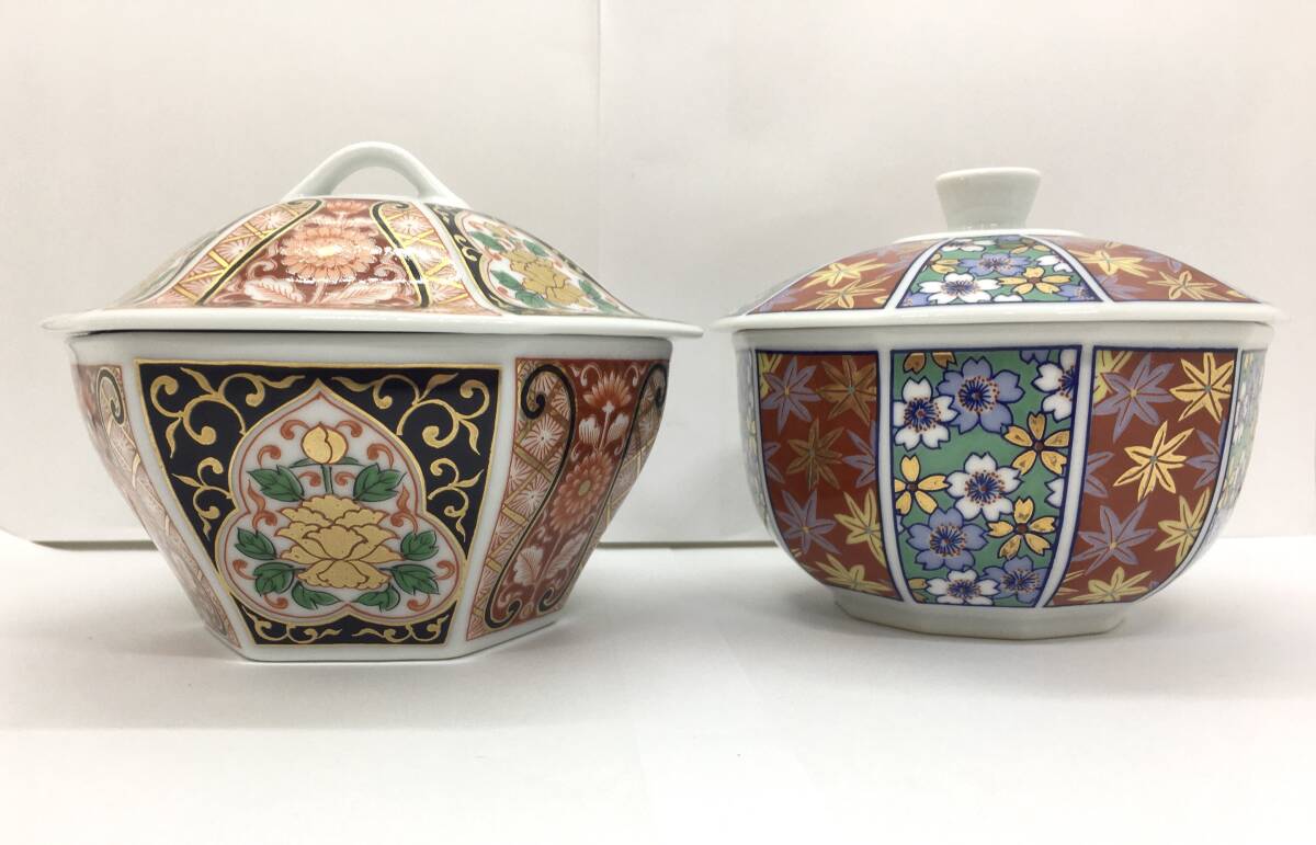 有田焼 錦松梅 蓋付き小鉢 煮物椀 小鉢 和食器 福窯 清秀作 2客拍卖