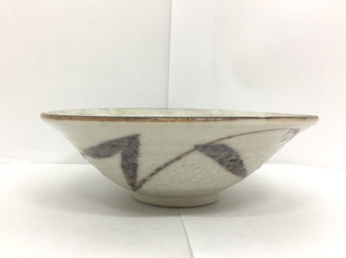 美濃志野 白泉 平茶碗 茶道具 茶器 抹茶椀 口径:約14.5cm×高さ:約5.5cm拍卖
