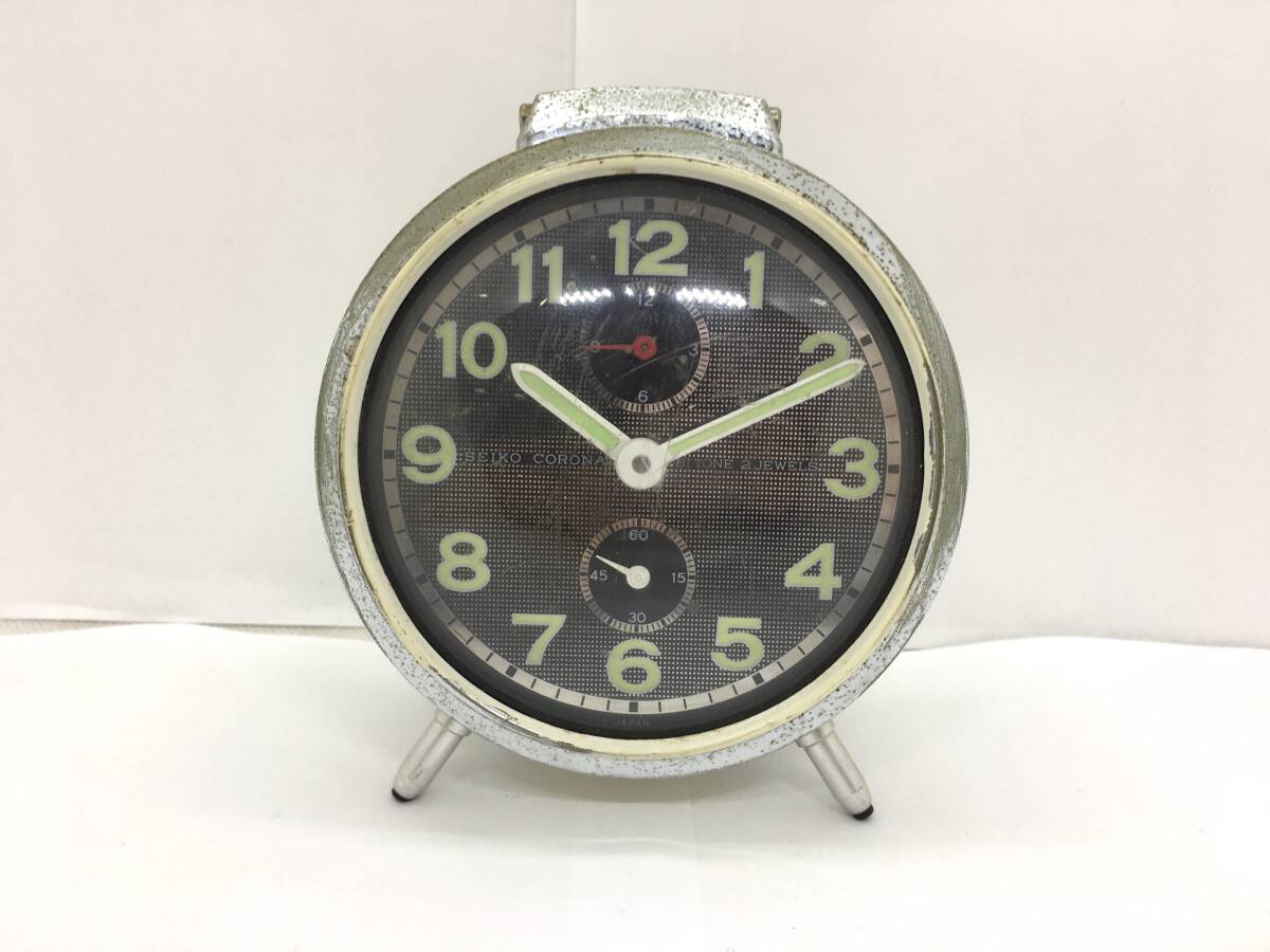 【稼働品】SEIKO セイコー CORONA コロナ 目覚まし時計 2JEWELS 手巻き ゼンマイ式 昭和レトロ拍卖