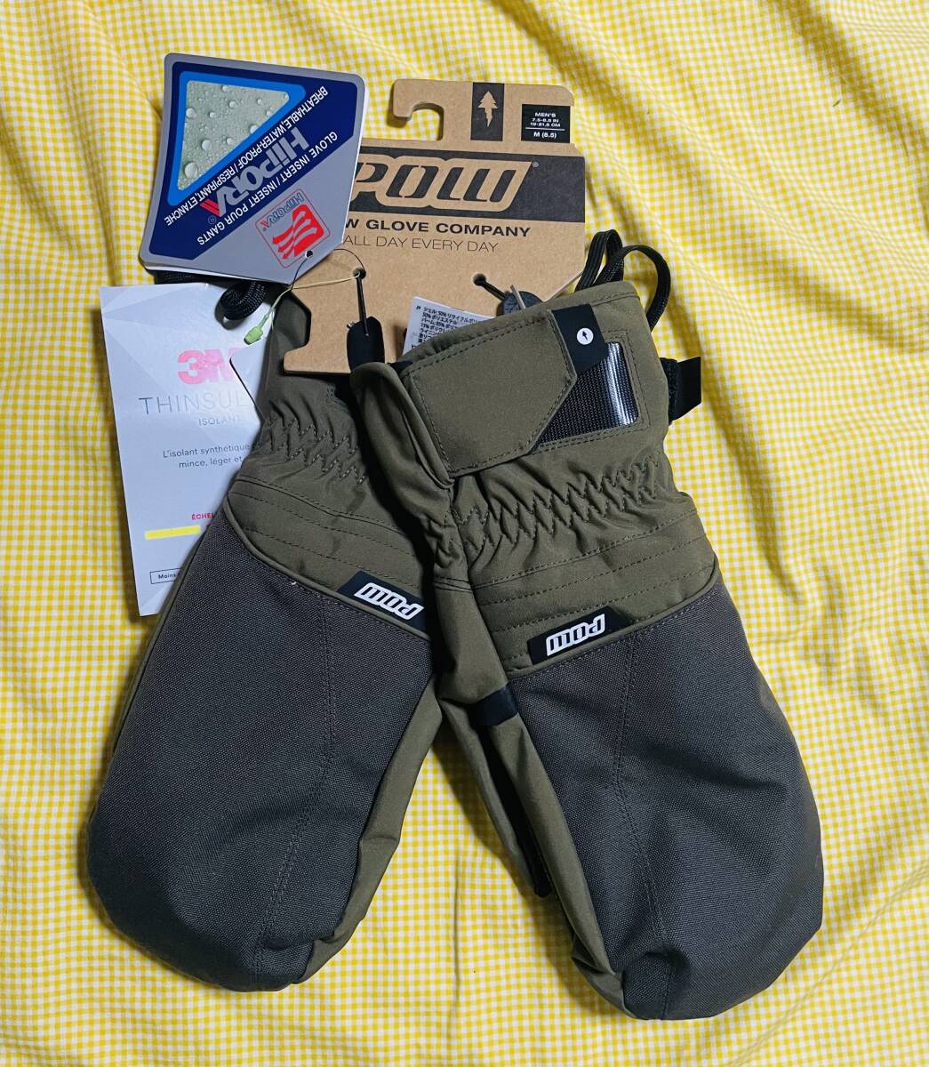 【即決】新品・在庫処分 POW グローブ ZERO 2.0 MITT OLIVE Mサイズ THINSULATE 暖かく防水通気性OK パウミトンオリーブ50%OFF激安拍卖