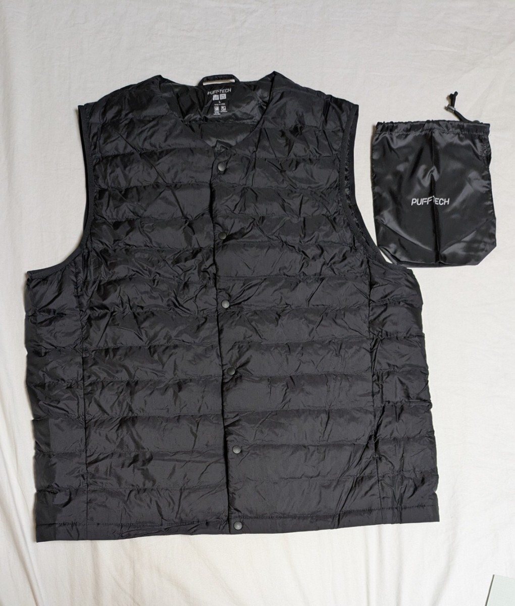 4882送料300円 ユニクロ UNIQLO パフテック コンパクトベスト ノーカラー 311-470061 L メンズ ブラック系 ベスト ボタン拍卖
