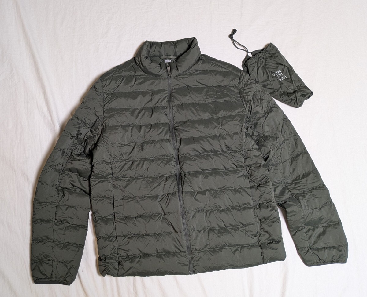 4833送料300円 美品 UNIQLO ユニクロ ウルトラライトダウンジャケット NANODESIGN XL/ダウンジャケット/グリーン系/311-470067 メンズ拍卖