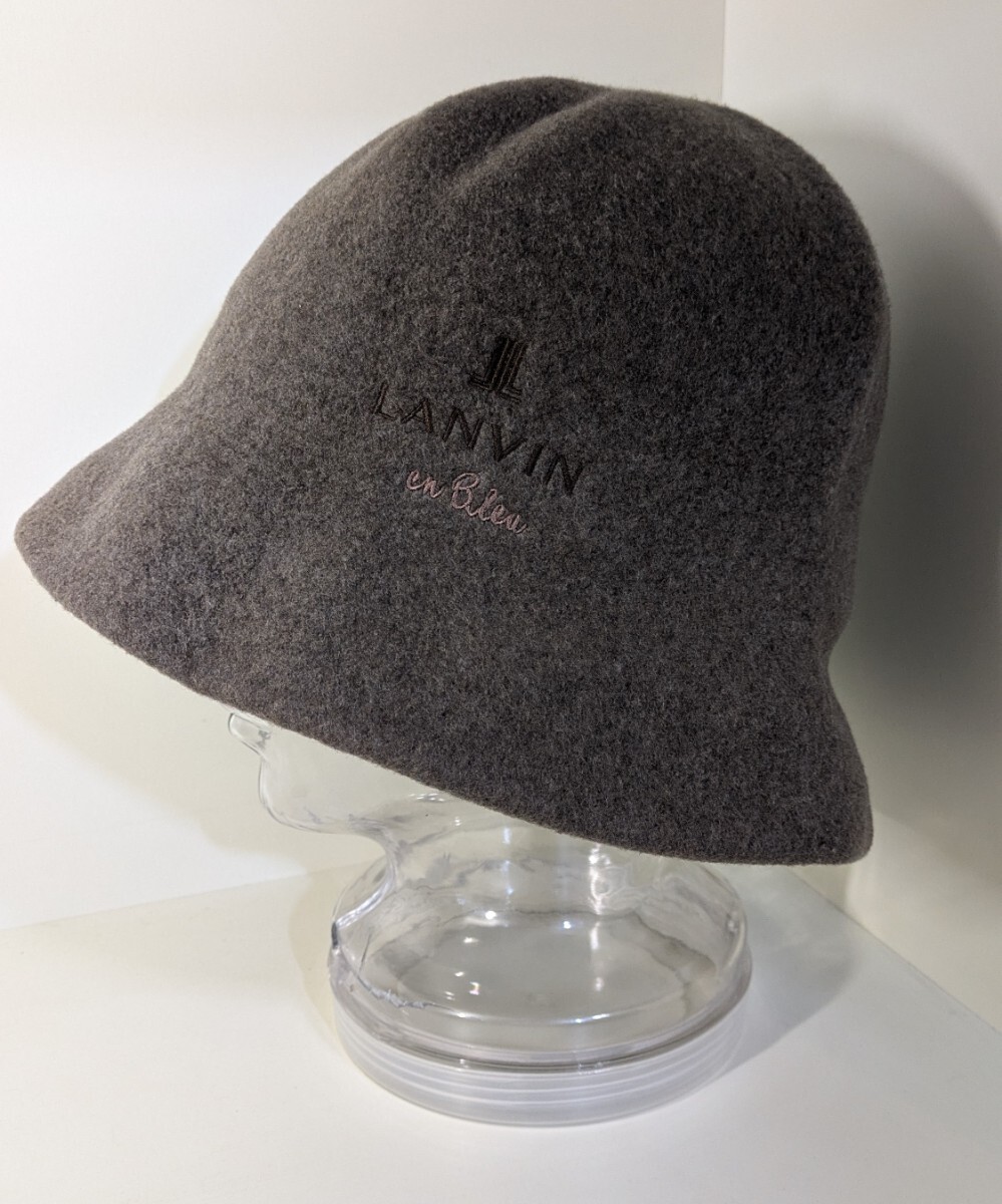 4849送料200円 美品 ランバン オンブルーLANVIN en Bleu ウール ハット 帽子 レディース 茶系 秋冬 57.5〜56cm拍卖