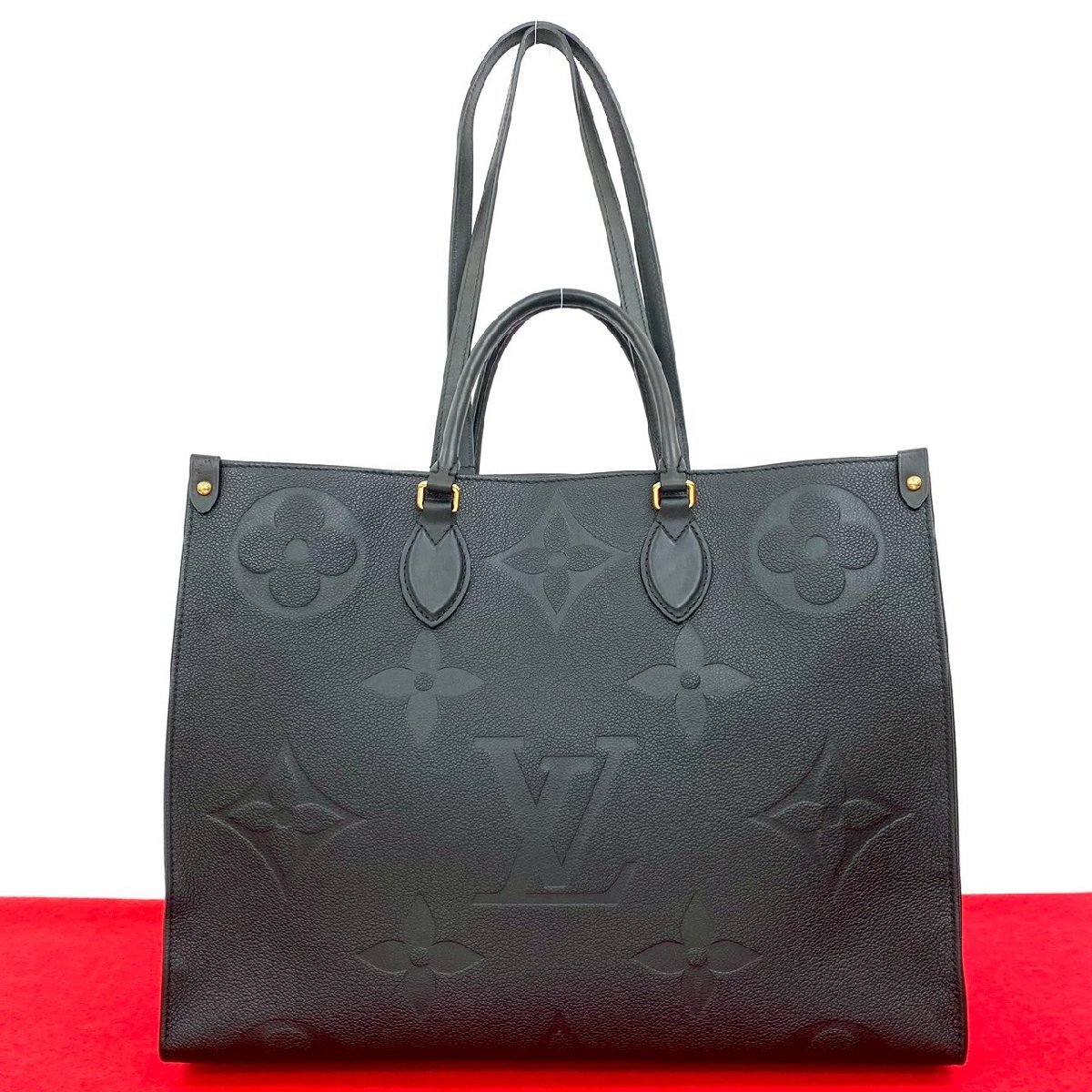 極 美品 LOUIS VUITTON ルイヴィトン オン ザ ゴー GM モノグラムアンプラント レザー 本革 トートバッグ ハンドバッグ ブラック c53-1拍卖