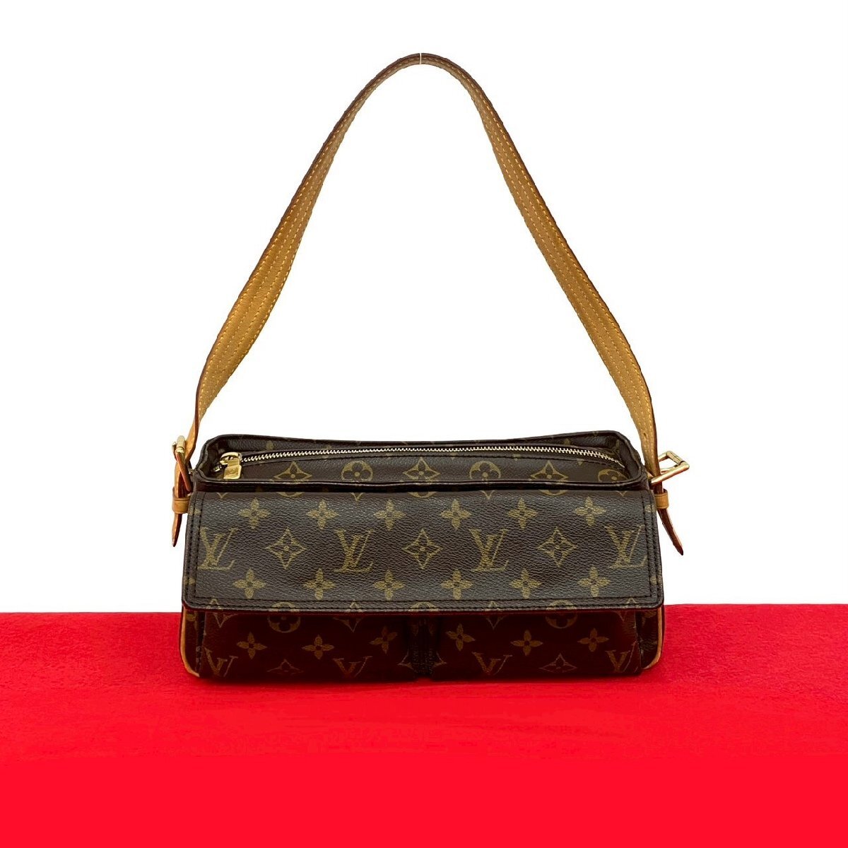 極 美品 LOUIS VUITTON ルイヴィトン ヴィバシテ MM モノグラム レザー 本革 セミ ショルダーバッグ ハンドバッグ ブラウン 23006拍卖