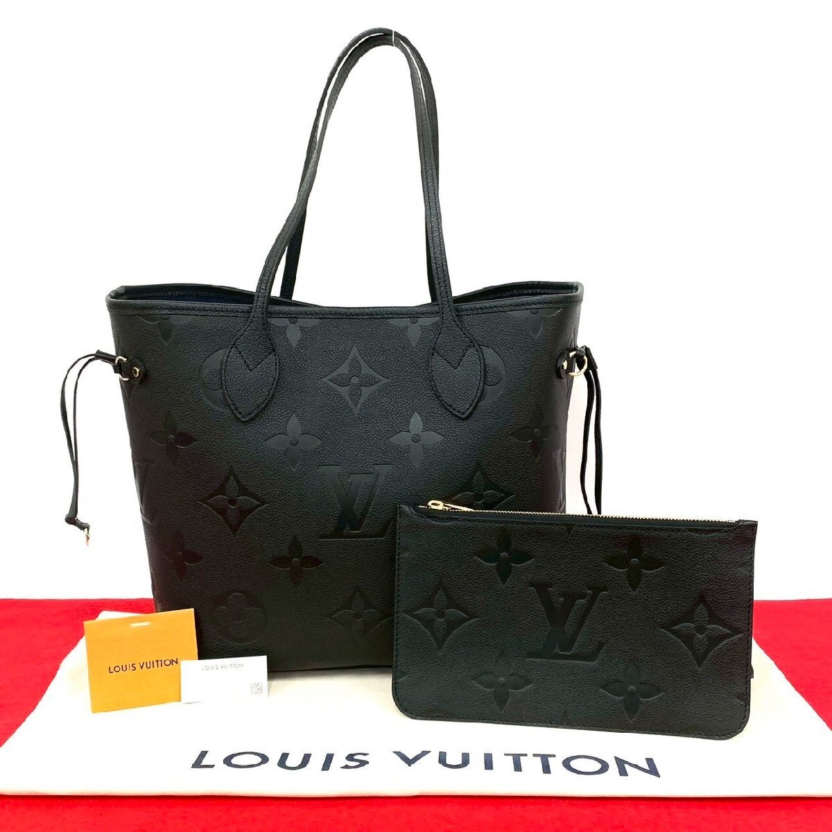 未使用保管品 袋付 LOUIS VUITTON ルイヴィトン ネヴァーフルMM モノグラムアンプラント レザー トートバッグ ハンドバッグ ノワール g353a拍卖