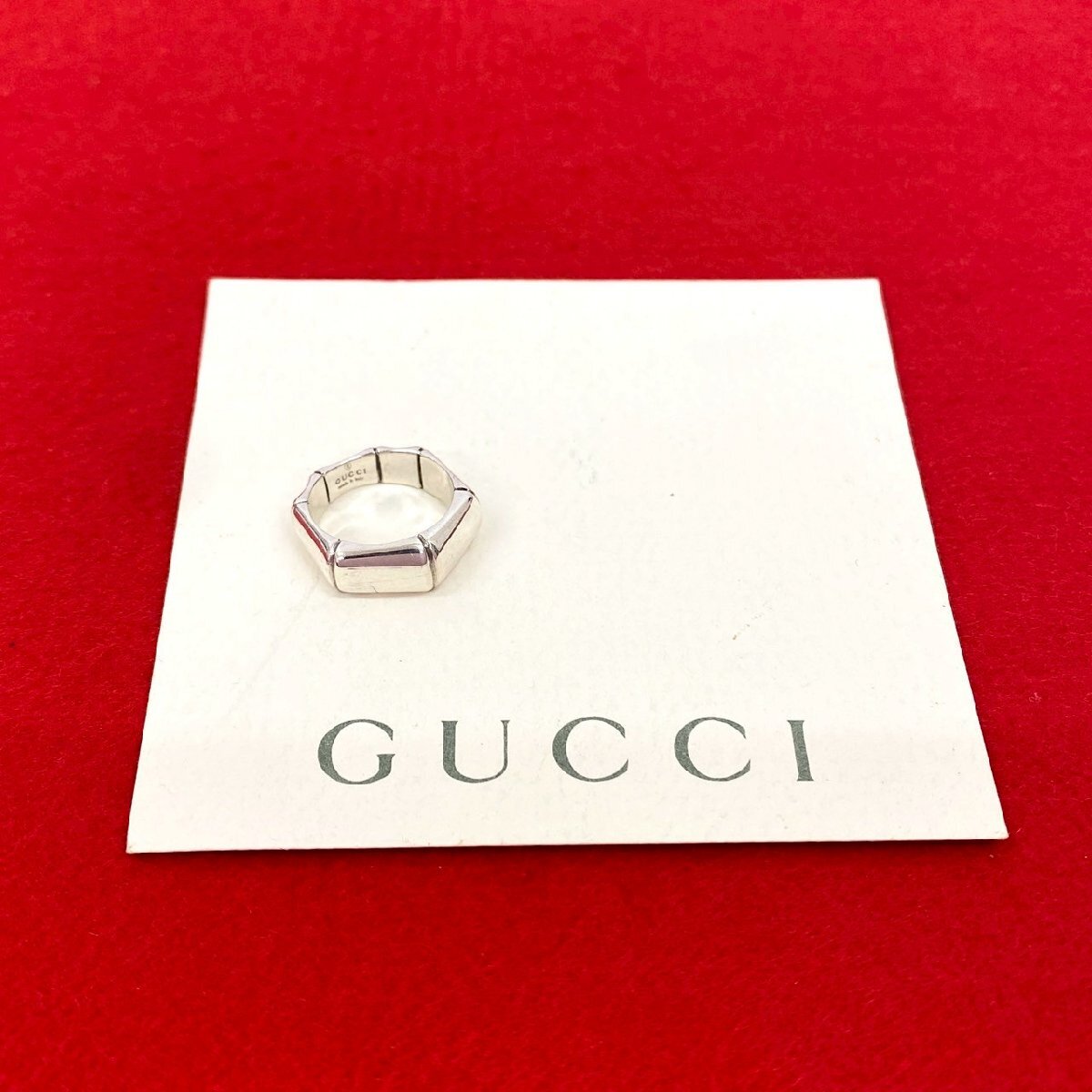 極 美品 希少品 GUCCI グッチ バンブー モチーフ リング シルバー925 指輪 9号 レディース アクセサリー 小物 シルバー 06886拍卖