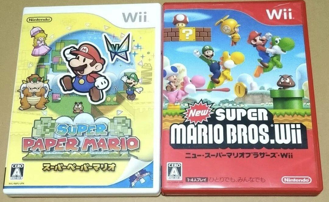 【送料無料】【Wii】スーパーペーパーマリオ New スーパーマリオブラザーズ Wii 2点セットまとめ売り拍卖