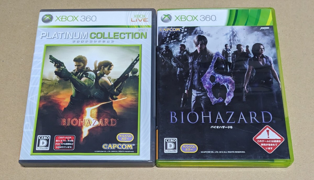 【送料無料】【Xbox360】バイオハザード5 BIOHAZARD5 バイオハザード6 (BIOHAZARD 6) 2点セットまとめ売り拍卖