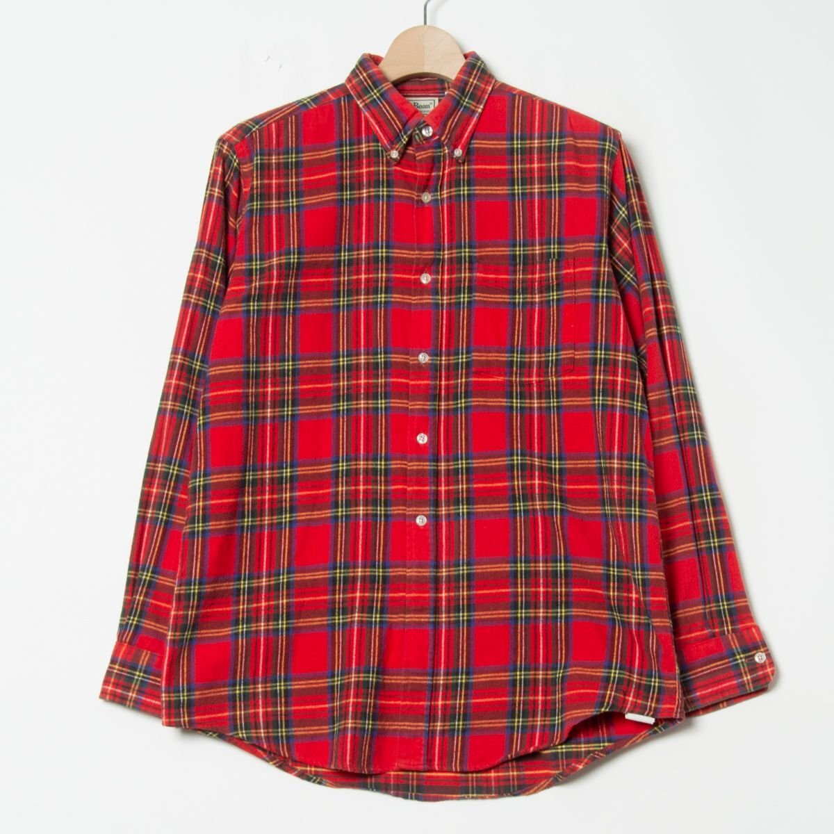 L.L.Bean エルエルビーン タータンチェック長袖ネルシャツ ボタンダウン トップス 綿100% カジュアル クラシカル 秋冬 赤 Kid's XL 子供拍卖