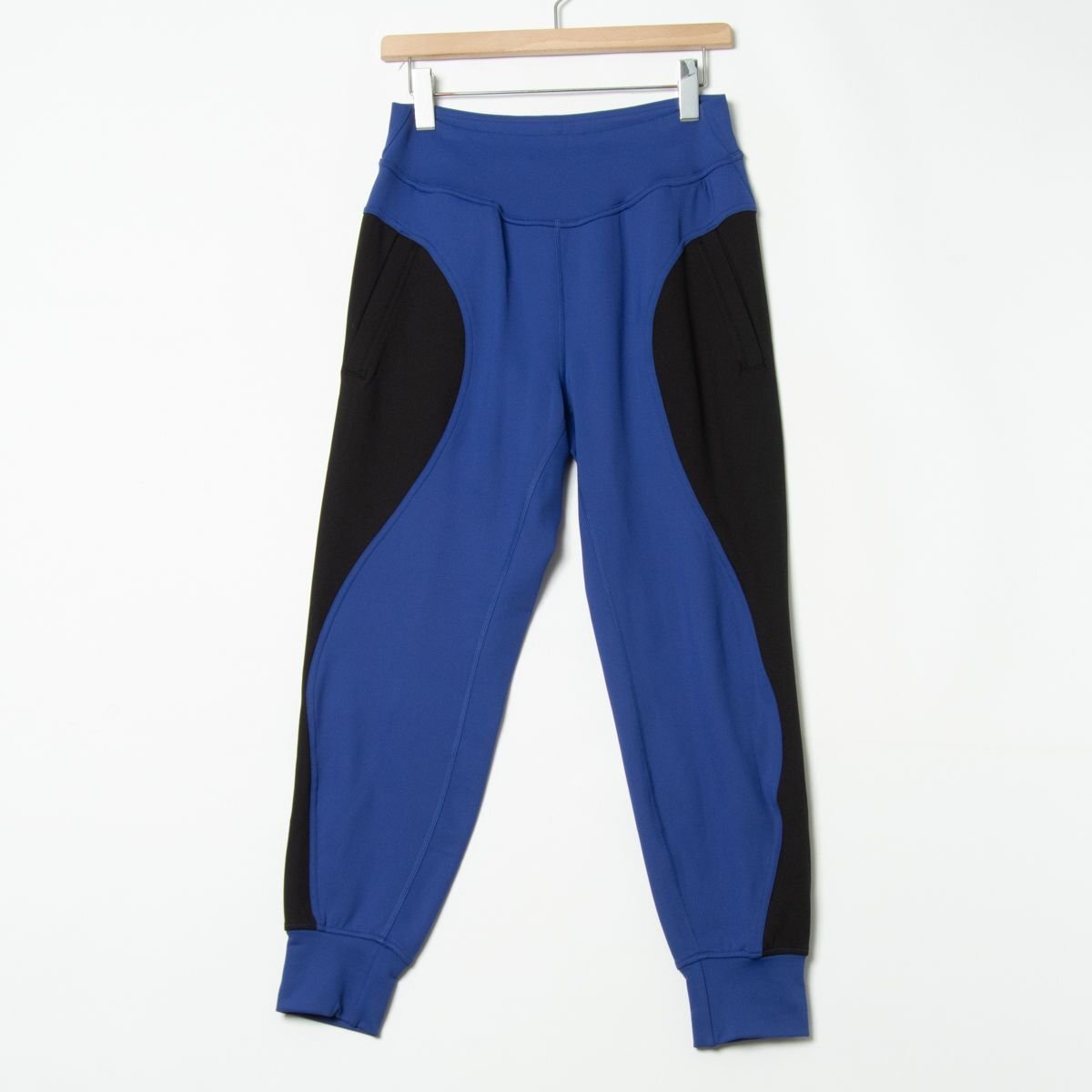 【1円スタート】lululemon ルルレモン 裏起毛ジャージジョガーパンツ ボトムス レディース L/G フィットネス トレーニング ヨガ 青×黒拍卖